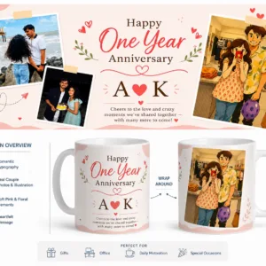 Customised printed mug with personalized photo and name design for gifting