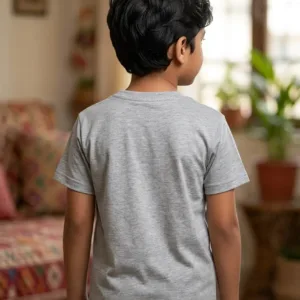 cute boy wearing grey kids t-shirt I love my Didu and Masi family love quote shirt