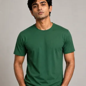 Men wearing solid green round neck cotton t-shirt – 180 GSM premium quality casual wear for men