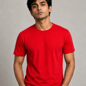 Men wearing solid red round neck cotton t-shirt – 180 GSM premium quality casual t-shirt for men