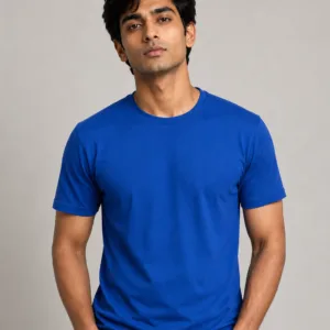 Men wearing solid royal blue round neck cotton t-shirt – 180 GSM premium quality casual t-shirt for men