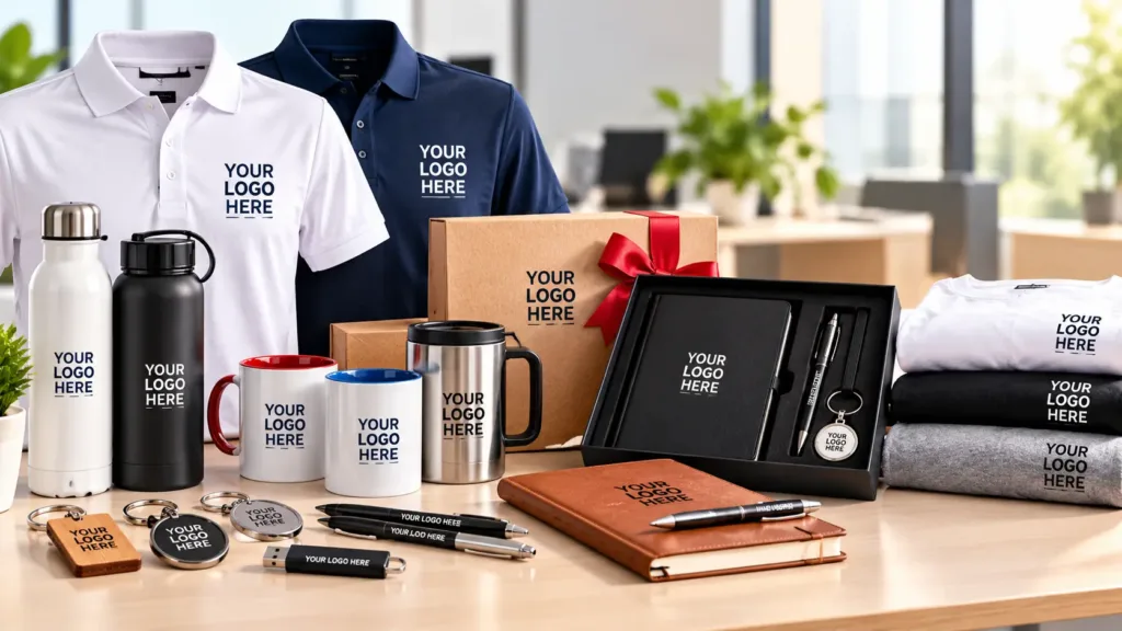 Corporate gifting with customised T-shirts, bottles, mugs and branded gift sets